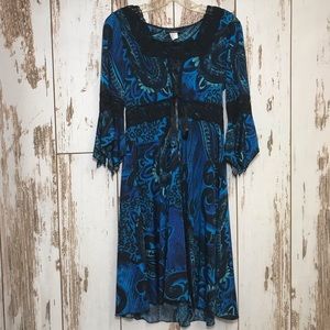 Lace Blue Black Flow Swing Corset Flattering Dress